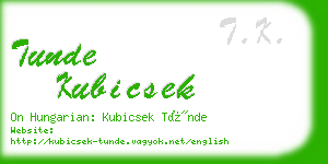 tunde kubicsek business card